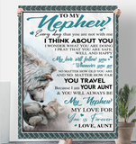 To My Nephew Aunt Love You Forever Wolf White Fleece Sherpa Mink Blanket