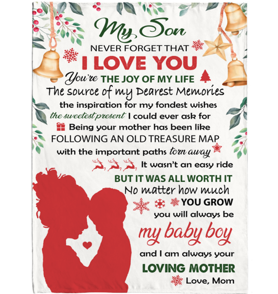 Personalized Custom Name To My Son Mom Love You Christmas Gift Ideas Blanket