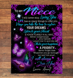 To My Niece Explore Your Dreams Listen Heart Make Happiness I Love You Butterfly Mandala Gift From Aunt Fleece Sherpa Mink Blanket