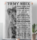 To My Niece Never Forger I Love You For Rest Of Mine Believe Aunt Gift Lion Fleece Sherpa Mink Blanket