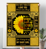 To My Niece I Love You Forever Always In World Full Roses Be Sunflower Gift From Aunt Fleece Sherpa Mink Blanket