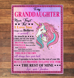 To My Granddaughter Never Forget That I Love Believe In You Braver Stronger Gift From Grandma Unicorn Fleece Sherpa Mink Blanket