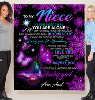 To My Niece Never Feel Alone I Love Support You Butterfly Mandala Gift From Aunt Fleece Sherpa Mink Blanket