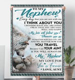 To My Nephew Aunt Love You Forever Wolf White Fleece Sherpa Mink Blanket