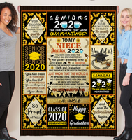 9 To My Niece Senior 2020 You Were Born When The World Was Grieving Over 9 11 Gift From Uncle Black Fleece Blanket