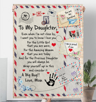 To My Daughter Mom Love You Wrap Yourself Up A Big Hug Letter Envelope Fleece Sherpa Mink Blanket