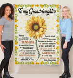 To My Granddaughter You Are My Sunshine I Love You Believe In Yourself Sunflower Gift From Grandma Fleece Sherpa Mink Blanket