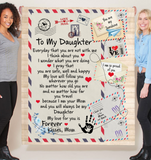 To My Daughter I Pray You Safe Well Happy Love Follow You Forever Mom Gift Letter Envelope Fleece Sherpa Mink Blanket