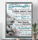 To My Granddaughter Grandpa Love You Forever Wolf White Fleece Sherpa Mink Blanket