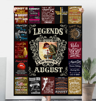 Legends Are Born In August Warrior Girl Birthday Gift Black Fleece Blanket A