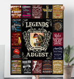 Legends Are Born In August Warrior Girl Birthday Gift Black Fleece Blanket A