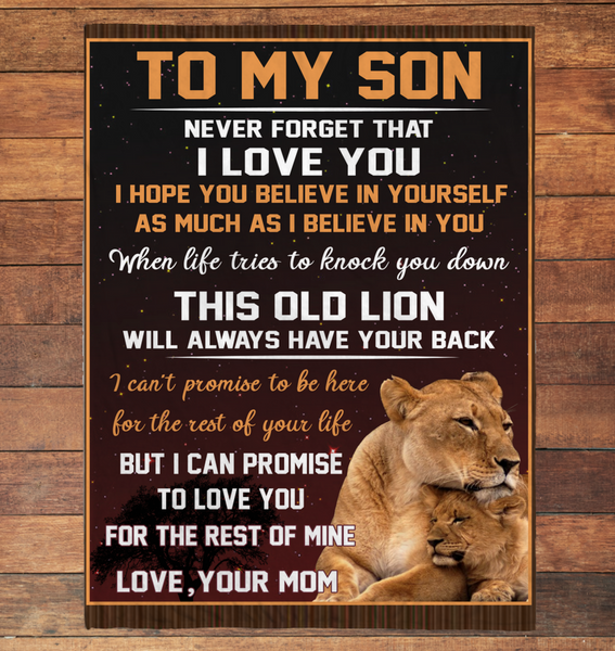 Never Forget That I Love You My Son Mom Gift For Son Lion Black Fleece ...