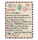 To Our Daughter You Braver Stronger Loved Than You Think Seem Know Big Hug Love Gift From Mom Dad Letter Envelope Fleece Sherpa Mink Blanket