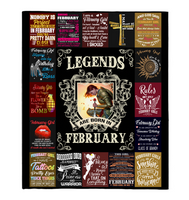 Legends Are Born In February Warrior Girl Birthday Gift Black Fleece Blanket A