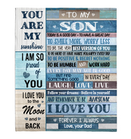 To My Son Smile More Worry Less Laugh Love Live Believe Yourself I Love You Dad Gift Fleece Sherpa Mink Blanket