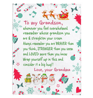 To My Grandson Straighten Crown Braver Stronger Wrap yourself Up Big Hug Christmas Xmas Gift From Grandma Fleece Sherpa Mink Blanket