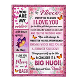 To My Niece I Love You Wrap Yourself Up Consider It Big Hug Butterfly Roses Gift From Uncle Fleece Sherpa Mink Blanket