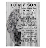 To My Son Never Forger I Love You For Rest Of Mine Believe Dad Gift Lion Fleece Sherpa Mink Blanket