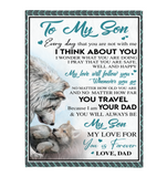 To My Son Dad Love You Forever Wolf White Fleece Blanket