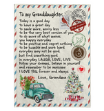 To My Granddaughter Good Great Day Laugh Love Live Smile More Worry Less I Love You Gift From Grandma Letter Envelope Christmas Xmas Fleece Sherpa Mink Blanket