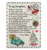 To My Daughter Good Great Day Laugh Love Live Smile More Worry Less I Love You Gift From Mom Letter Envelope Christmas Xmas Fleece Sherpa Mink Blanket