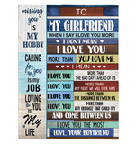 To My Girlfriend I Love You More Than Bad Days Ahead Us Obstacle The Most My Life Gift From Boyfriend Fleece Sherpa Mink Blanket