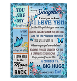 To My Daughter I Love You Wrap Yourself Up Consider It Big Hug Butterfly Gift From Dad Fleece Sherpa Mink Blanket