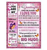 To My Granddaughter I Love You Wrap Yourself Up Consider It Big Hug Butterfly Roses Gift From Grandpa Fleece Sherpa Mink Blanket