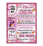 To My Niece I Love You Wrap Yourself Up Consider It Big Hug Butterfly Roses Gift From Aunt Fleece Sherpa Mink Blanket