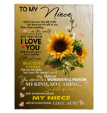 To My Niece I Love You Proud A Wonderful Person Kind Caring Sunflower Gift From Aunt Fleece Sherpa Mink Blanket