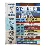 To My Girlfriend I Love You More Than Bad Days Ahead Us Obstacle The Most My Life Gift From Boyfriend Fleece Sherpa Mink Blanket