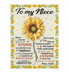 To My Niece You Are My Sunshine I Love You Believe In Yourself Sunflower Gift From Aunt Fleece Sherpa Mink Blanket