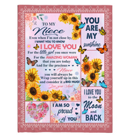 To My Niece I Love Proud You Sunshine Wrap Yourself Up Big Hug Gift From Aunt Butterfly Sunflower Fleece Sherpa Mink Blanket