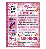 To My Niece I Love You Wrap Yourself Up Consider It Big Hug Butterfly Roses Gift From Uncle Fleece Sherpa Mink Blanket