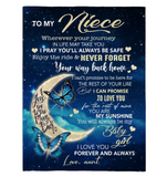 To My Niece I Pray You Safe I Love You Forever Butterfly Gift From Aunt Fleece Sherpa Mink Blanket