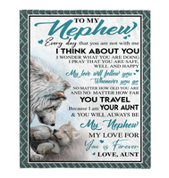 To My Nephew Aunt Love You Forever Wolf White Fleece Sherpa Mink Blanket