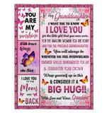 To My Granddaughter I Love You Wrap Yourself Up Consider It Big Hug Butterfly Roses Gift From Grandma Fleece Sherpa Mink Blanket