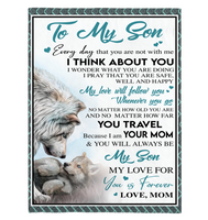 To My Son Mom Love You Forever Wolf White Fleece Blanket