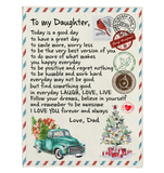 To My Daughter Good Great Day Laugh Love Live Smile More Worry Less I Love You Gift From Dad Letter Envelope Christmas Xmas Fleece Sherpa Mink Blanket