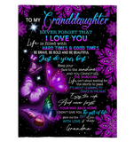 To My Granddaughter I Love You Be Brave Bold Beautiful Butterfly Mandala Gift From Grandma Fleece Sherpa Mink Blanket