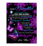 To My Daughter Never Feel Alone I Love Support You Butterfly Mandala Gift From Mom Fleece Sherpa Mink Blanket