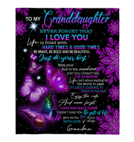 To My Granddaughter I Love You Be Brave Bold Beautiful Butterfly Mandala Gift From Grandma Fleece Sherpa Mink Blanket