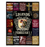 Legends Are Born In February Warrior Girl Birthday Gift Black Fleece Blanket A