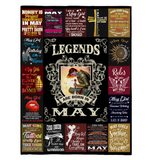 Legends Are Born In May Warrior Girl Birthday Gift Black Fleece Blanket A