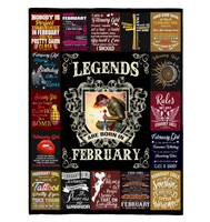 Legends Are Born In February Warrior Girl Birthday Gift Black Fleece Blanket A