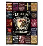 Legends Are Born In February Warrior Girl Birthday Gift Black Fleece Blanket A