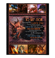 To My Son Never Forget I Love You Believe Yourself Old Dragon Mom Gift Fleece Sherpa Mink Blanket