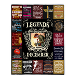 Legends Are Born In December Warrior Girl Birthday Gift Black Fleece Blanket A