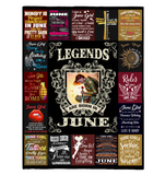 Legends Are Born In June Warrior Girl Birthday Gift Black Fleece Blanket A