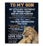 To My Son Little Boy Friend Proud Of You Love Gift From Mom Lion Fleece Sherpa Mink Blanket